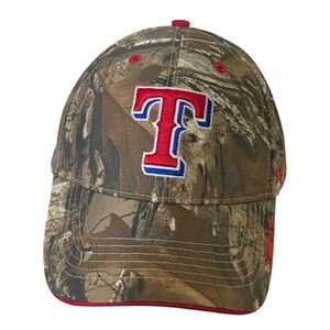 MLB Texas Rangers Camo Ream Tree Baseball Cap - Adjustable O/S - Uni-Sex